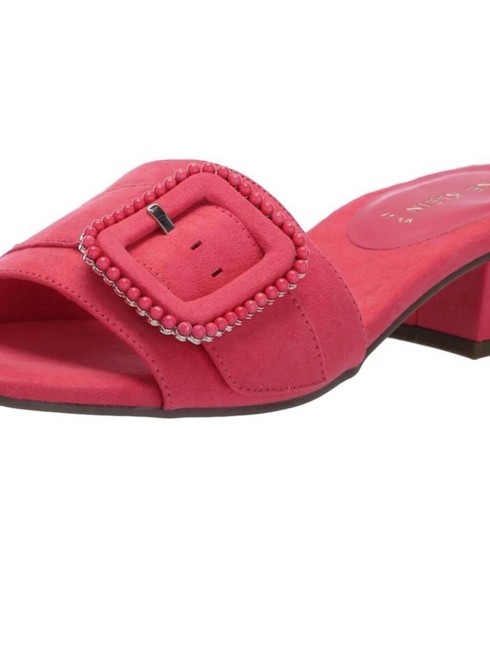 Anne Klein Hot Pink Beaded Buckle Slide Sandal